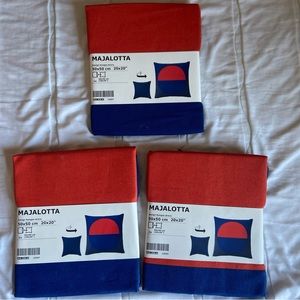 Ikea Majalotta pillowcases Set of 3 Cushion Cover  20” X 20” Blue Orange